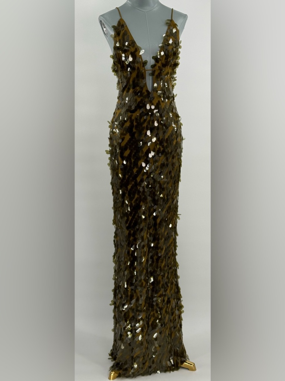 🆕 MISHA COLLECTION 🧿 NWOT Sapphire Sequins Maxi Dress, Olive - Sz L US 8 - Picture 13 of 16